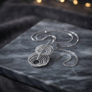 Collier Pendentif Cercles Entrelacés Rhodié en Argent 925 Finition Diamantée 4
