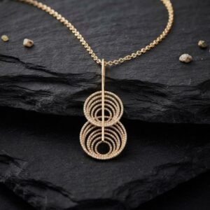 CA150DOREEnew Collier Pendentif Cercles Entrelacés Doré en Argent 925 Finition Diamantée 4