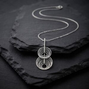 Collier Pendentif Cercles Entrelacés Rhodié en Argent 925 Finition Diamantée 5
