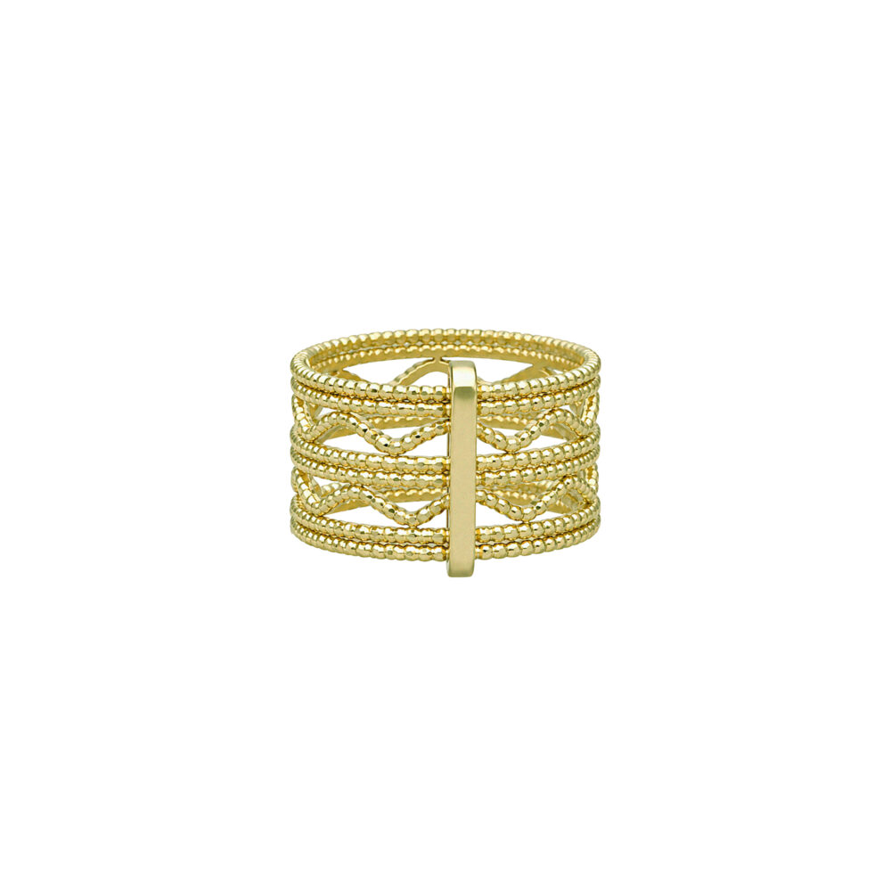 Collection Spiral 29 Bague argent dorée anneaux ondulés