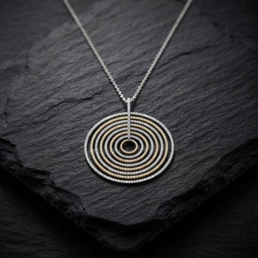 Alternative view of Collier argent rhodié doré diamanté arianna