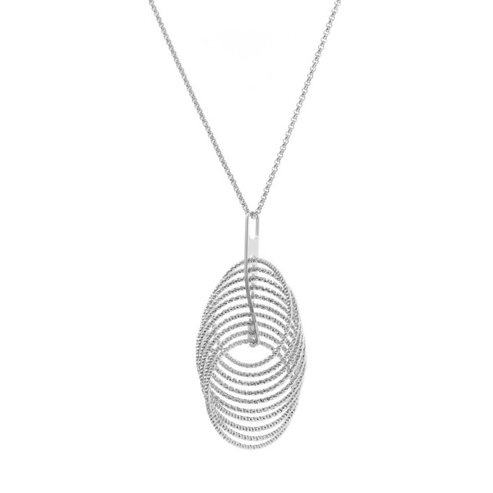 Collier argent rhodié diamanté spirale vertigo