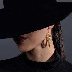 Boucles d'oreilles argent doré diamanté tourbillon 4