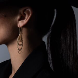 Boucles d'oreilles argent doré diamanté saturne 4