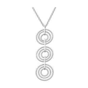 CA451 Collier Pendentif Anneaux superposés Rhodié 3