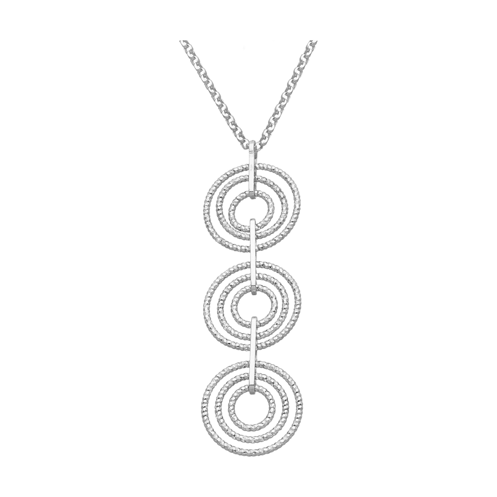 CA451 Collier Pendentif Anneaux superposés Rhodié 1
