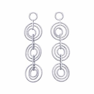 CA452 Boucles d'Oreilles Pendantes Anneaux Superposées Rhodié diamanté 3