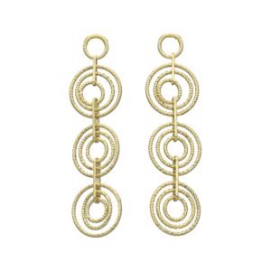 CA452 Boucles d'Oreilles Pendantes Anneaux Superposées Doré diamanté 3