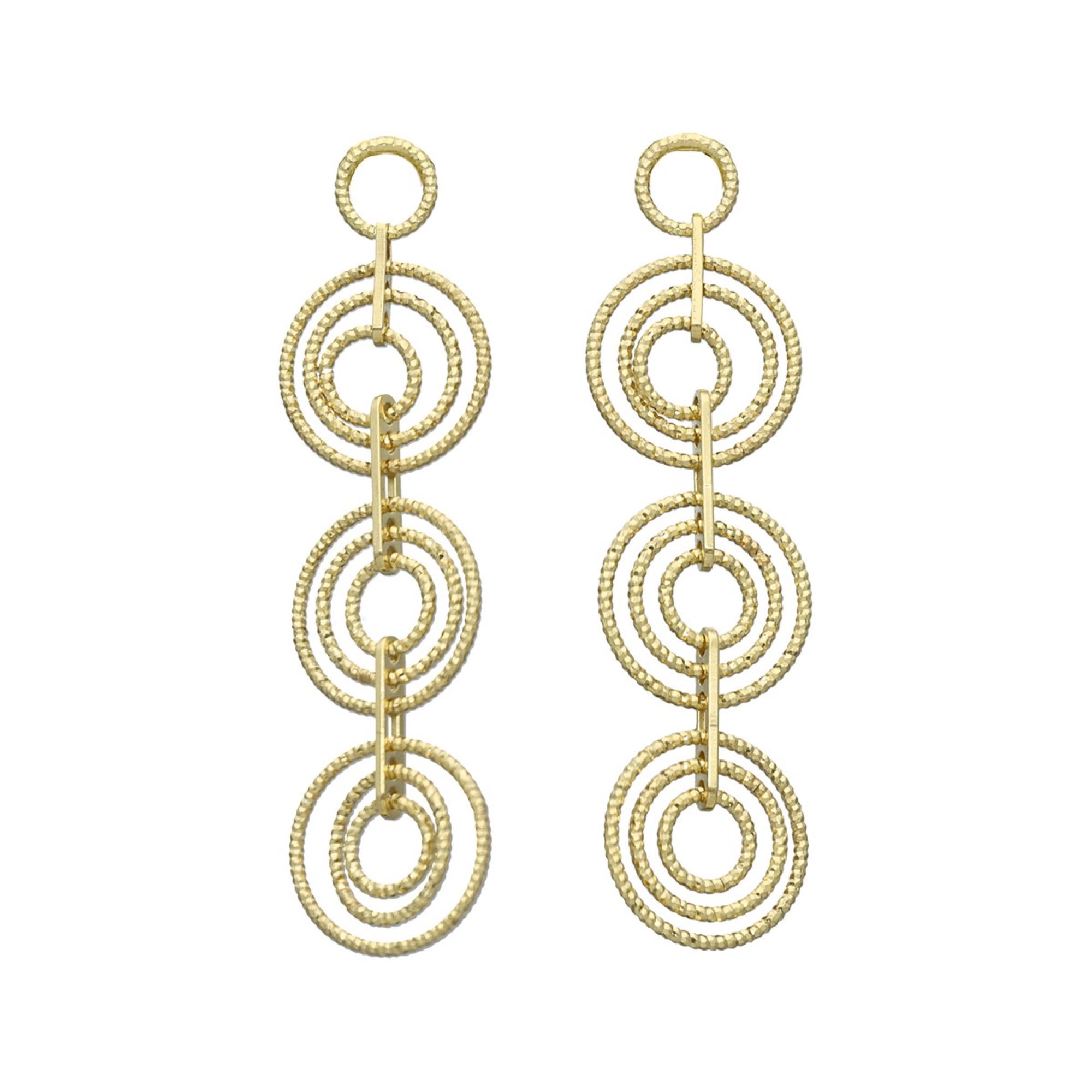 Boucles d'Oreilles Pendantes Anneaux Superposées Doré diamanté 1