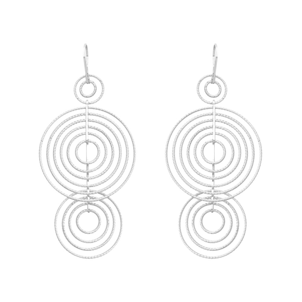 Boucles d'oreilles argent rhodié diamantées cercles énigmatiques