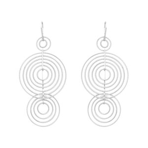 CA454 Boucles d'oreilles argent rhodié diamantées cercles énigmatiques 3