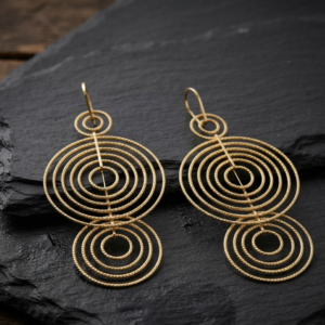 Boucles d'oreilles argent dorées diamantées cercles énigmatiques 2