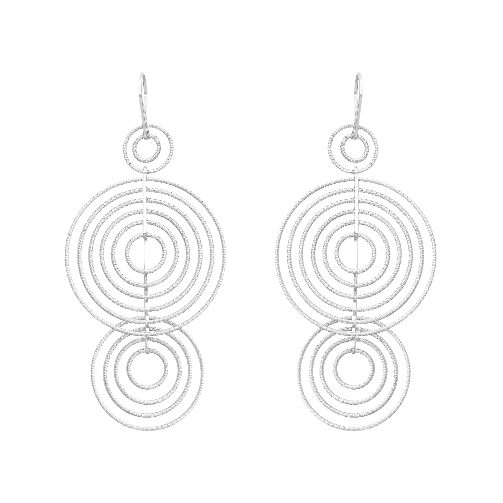 CA454 Boucles d'oreilles argent rhodié diamantées cercles énigmatiques 1