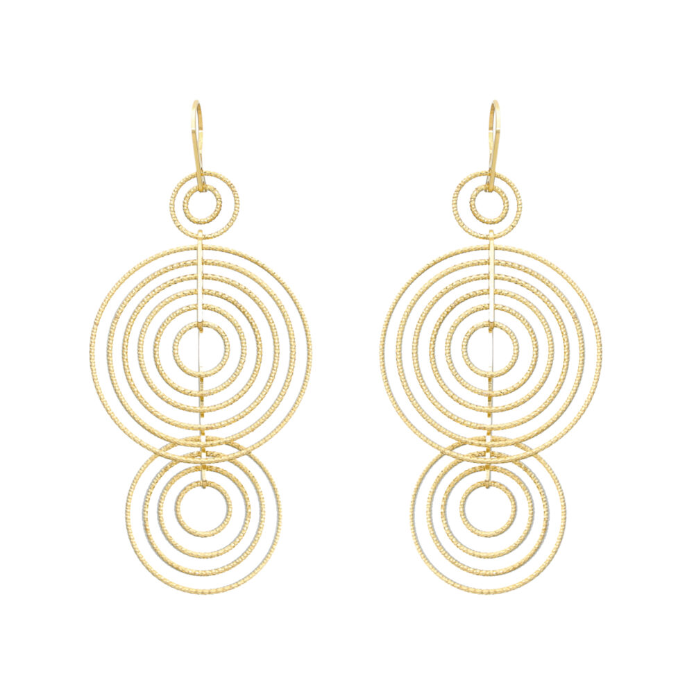 Boucles d'oreilles argent dorées diamantées cercles énigmatiques
