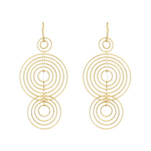 Boucles d'oreilles argent dorées diamantées cercles énigmatiques