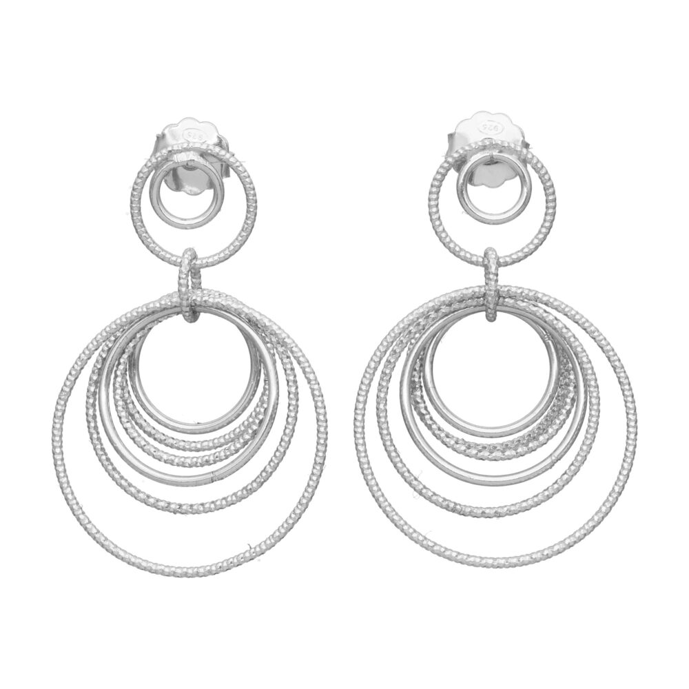 Boucles d'oreilles argent rhodié diamantées multi cercles