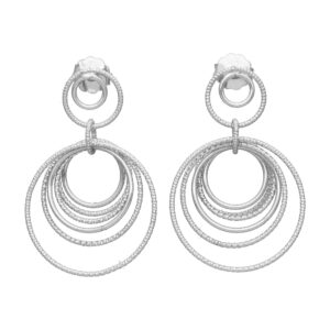 CA458 Boucles d'oreilles argent rhodié diamantées multi cercles