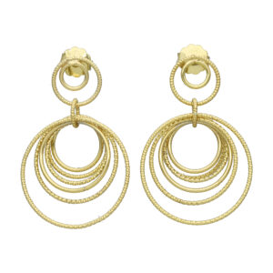 Boucles d'oreilles argent dorées diamantées multi cercles
