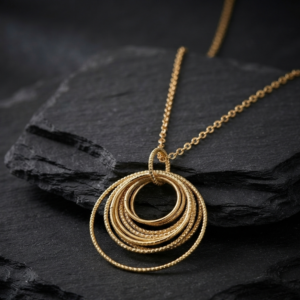 CA459 Collier argent doré diamanté multi cercles 3