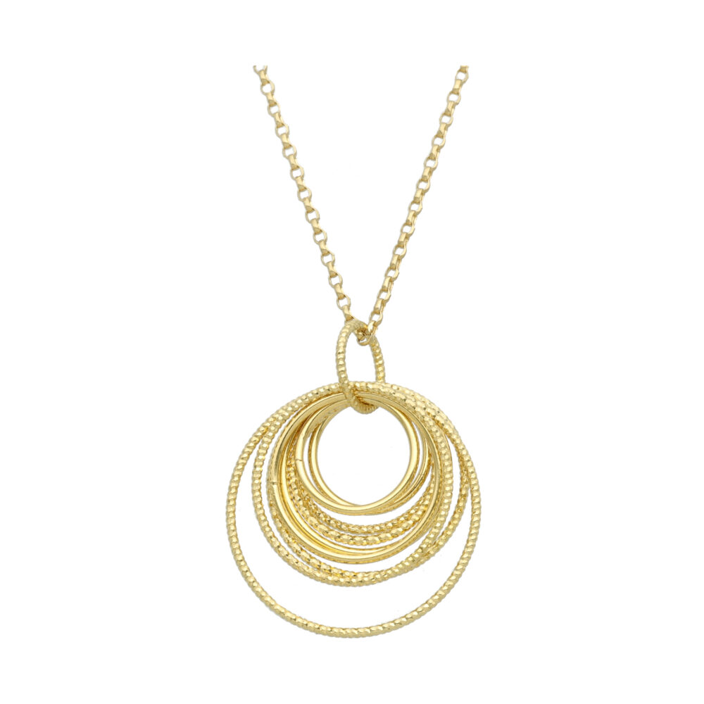 Collier argent doré diamanté multi cercles