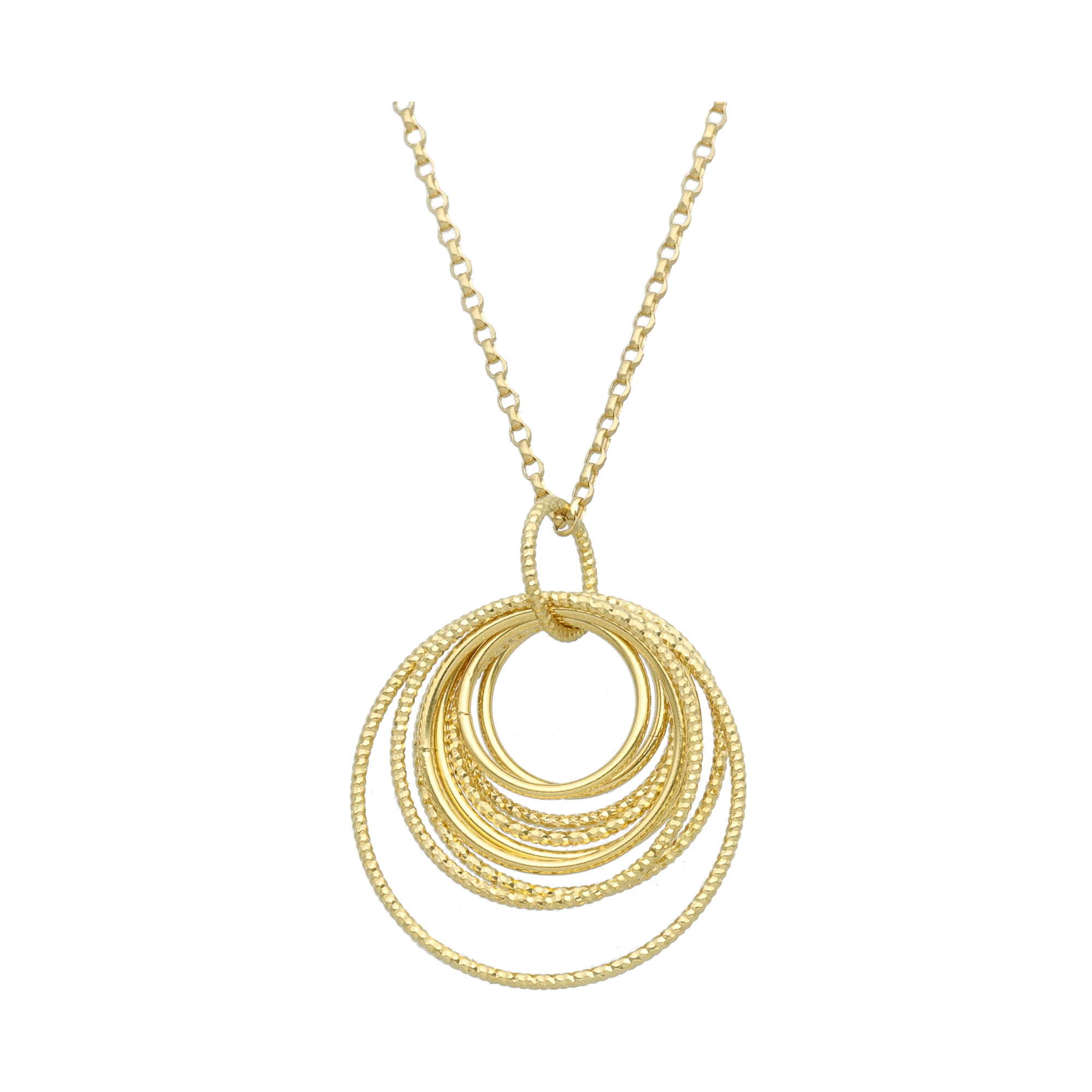 CA459GOLD Collier argent doré diamanté multi cercles