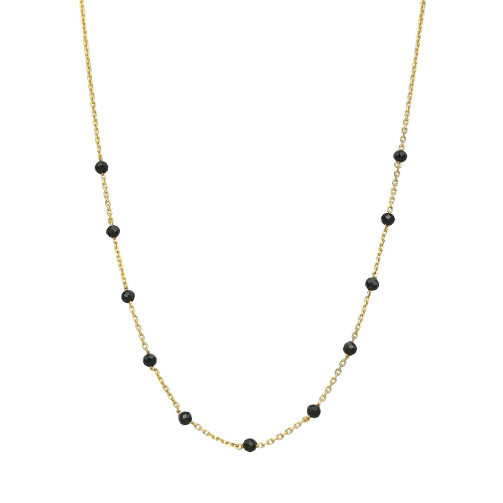 Collier en argent doré pierres naturelles spinelle noir