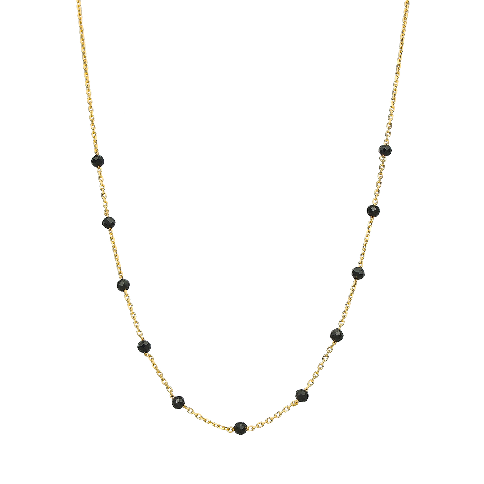 Collier en argent doré pierres naturelles spinelle noir 1
