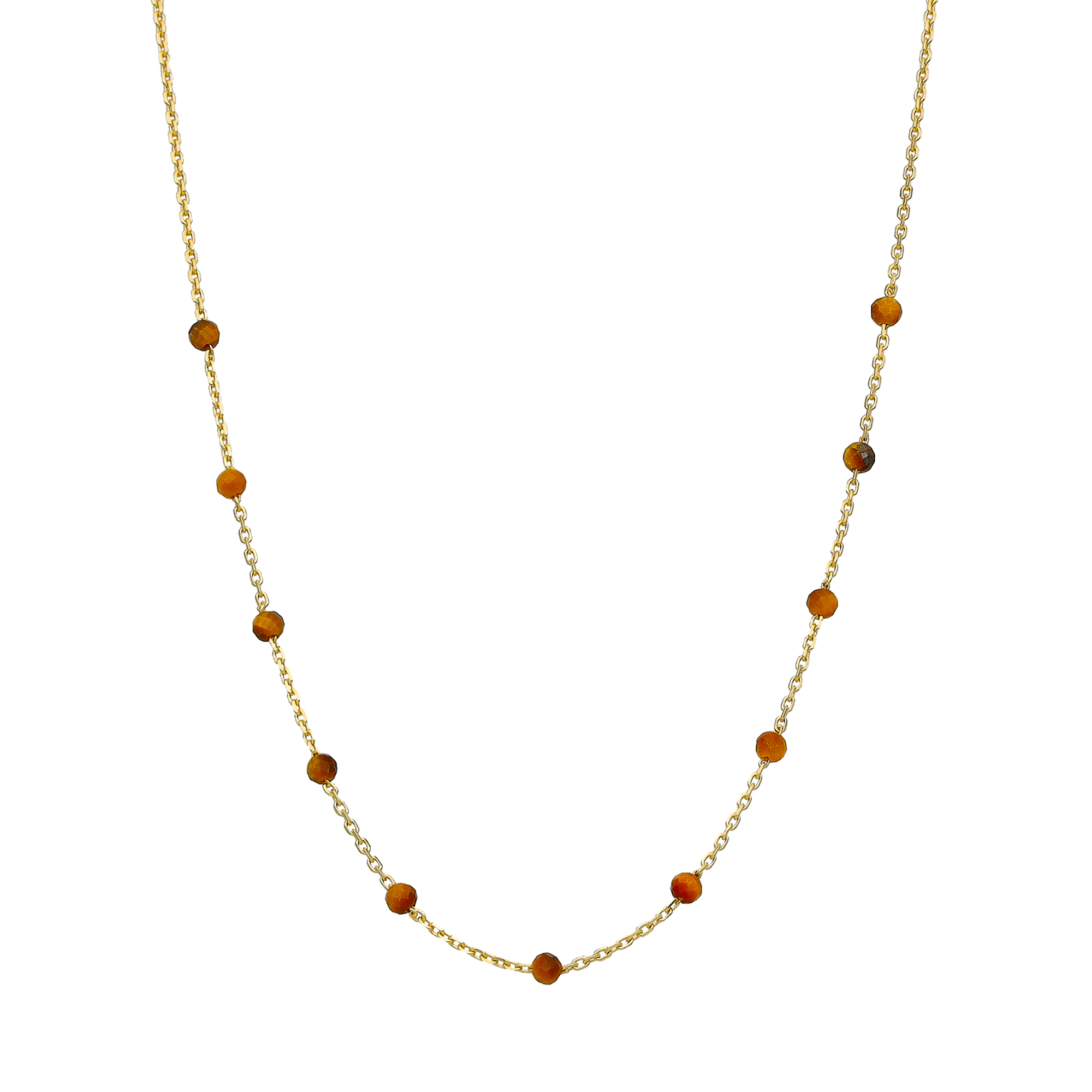 COD078 TIGRE GOLD Collier en argent doré pierres naturelles œil de tigre 1
