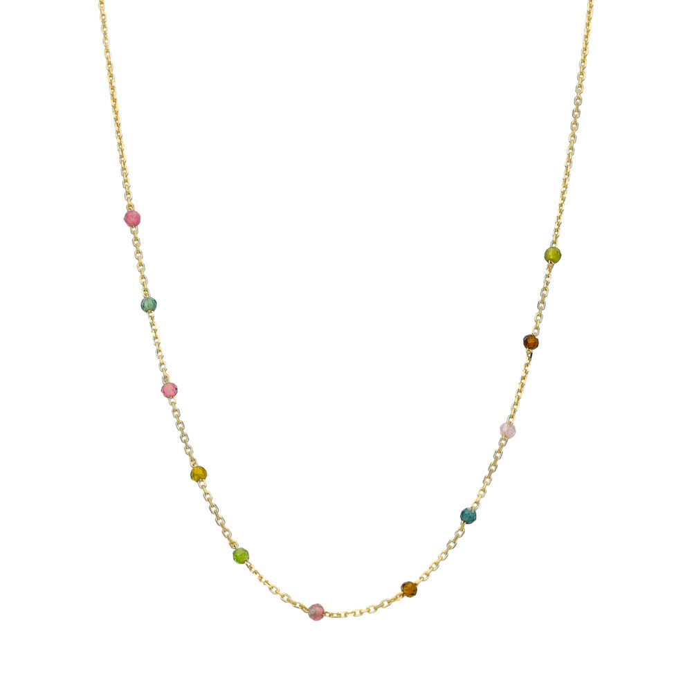 Collier en argent doré pierres naturelles tourmaline