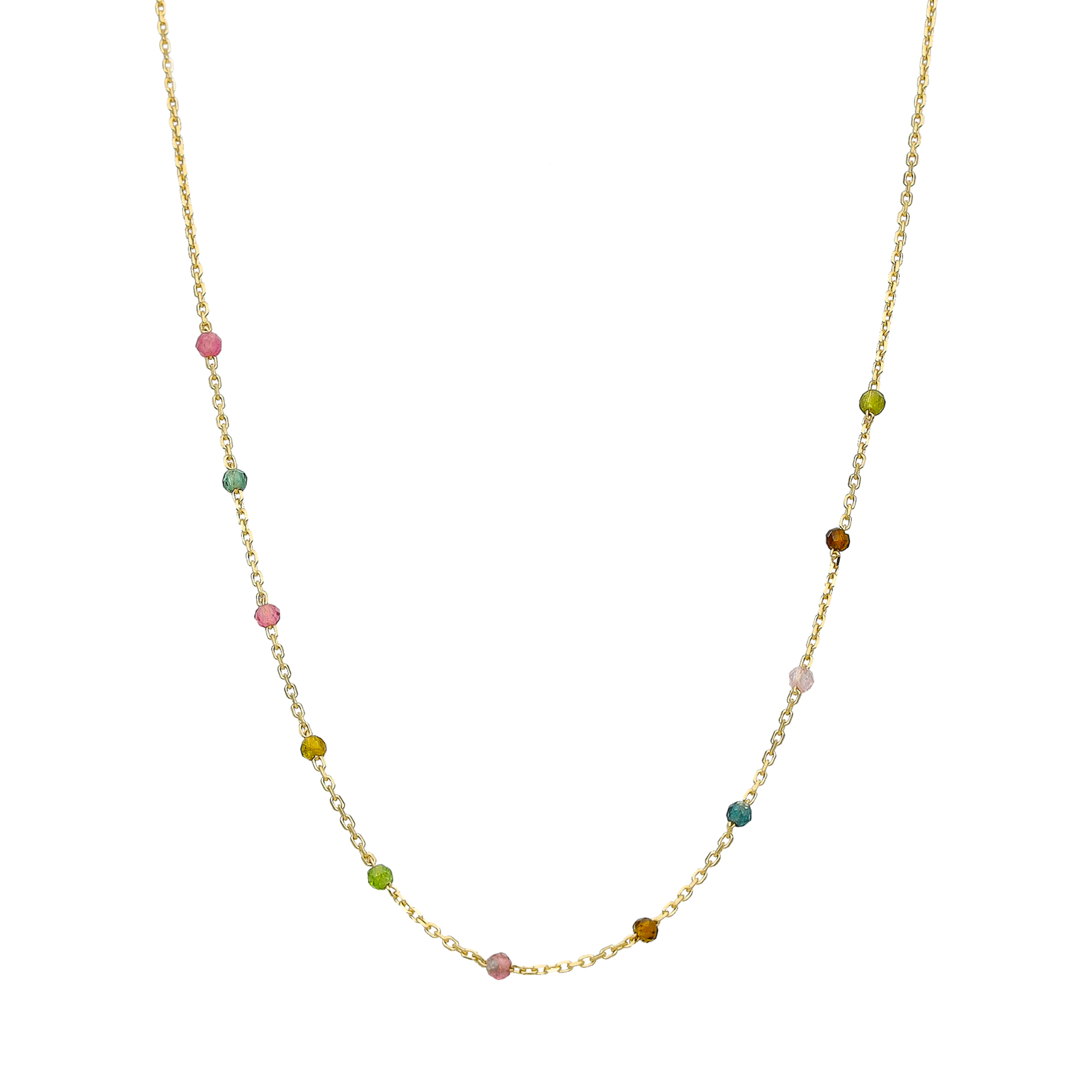 Collier en argent doré pierres naturelles tourmaline 1