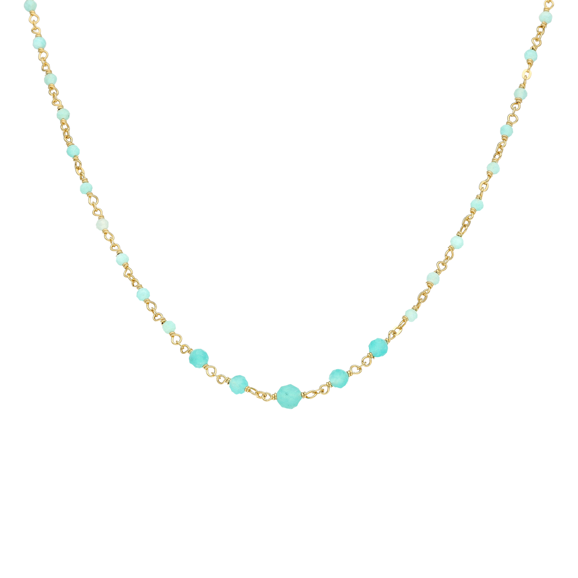 COD082 AMAZ GOLD Collier argent doré cascade pierre amazonite 1