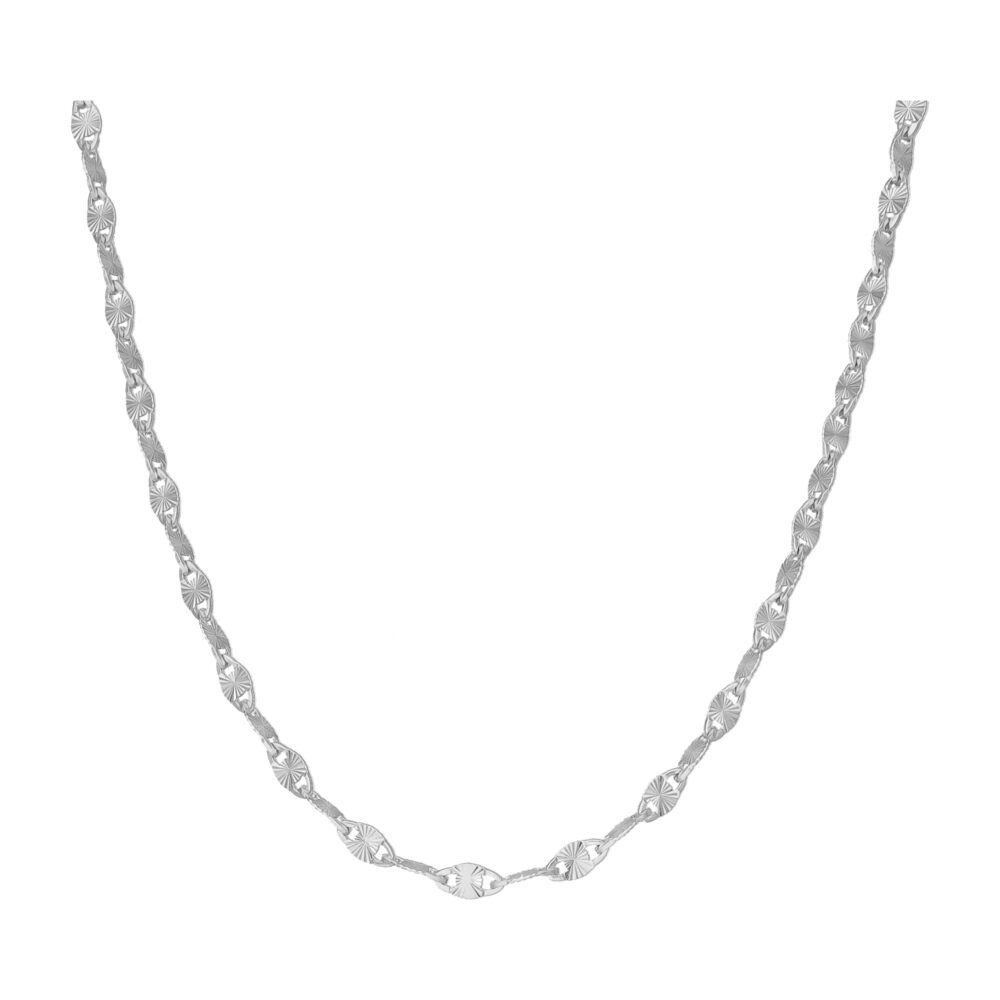 Collier Chaîne Maille Torsadée Rhodié Finition Diamantée Scintillante