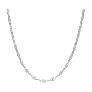 COD095 Collier Chaîne Maille Torsadée Rhodié Finition Diamantée Scintillante 3