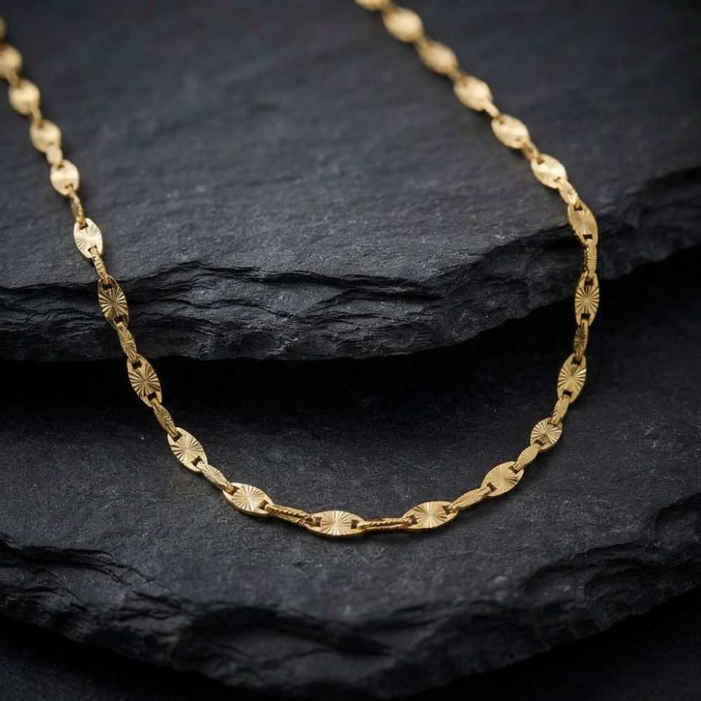 Alternative view of Collier Chaîne Maille Torsadée Doré Finition Diamantée Scintillante