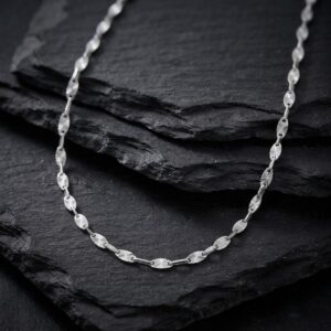 COD095RH Collier Chaîne Maille Torsadée Rhodié Finition Diamantée Scintillante 4