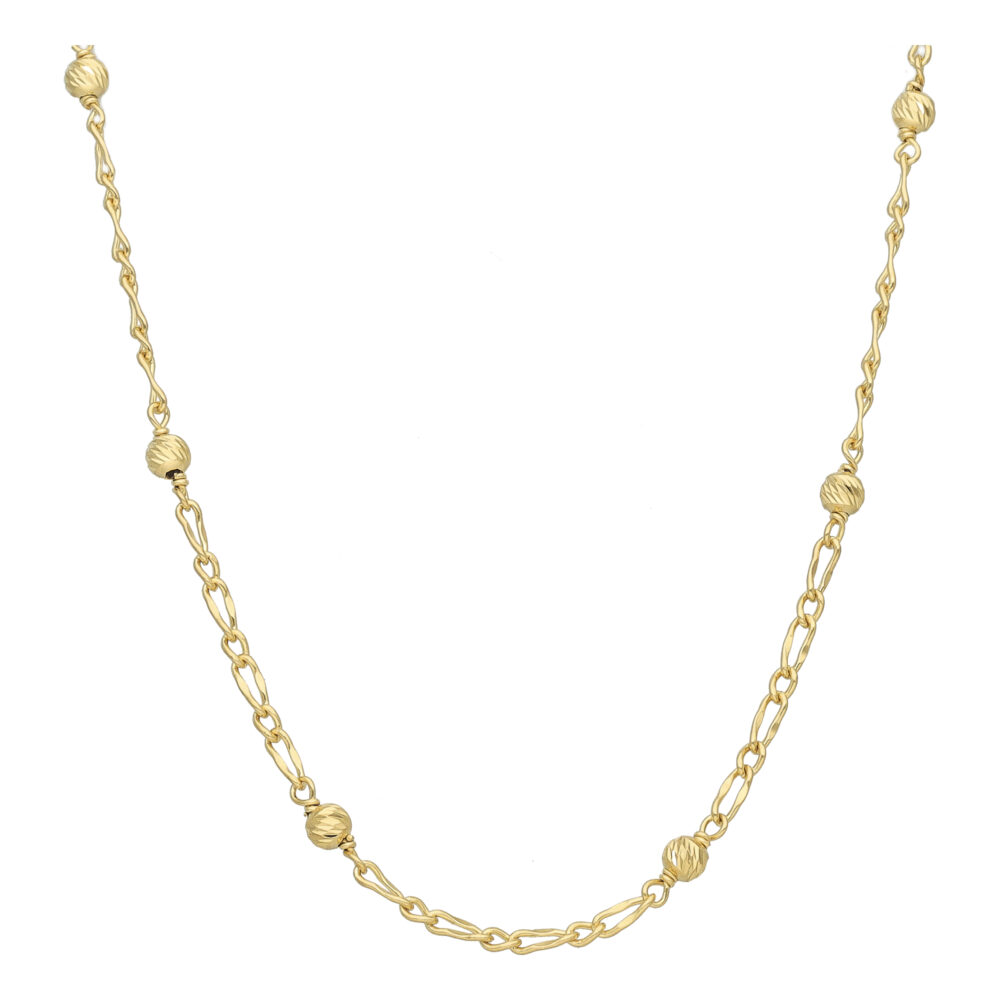 Collier chaine argent maille alternée doré perles diamantées