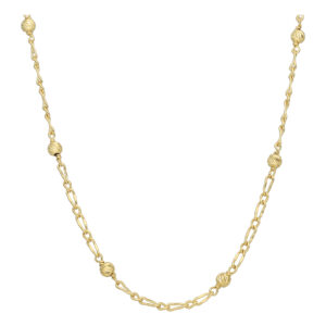 COD101.1GOLD Collier chaine argent maille alternée doré perles diamantées