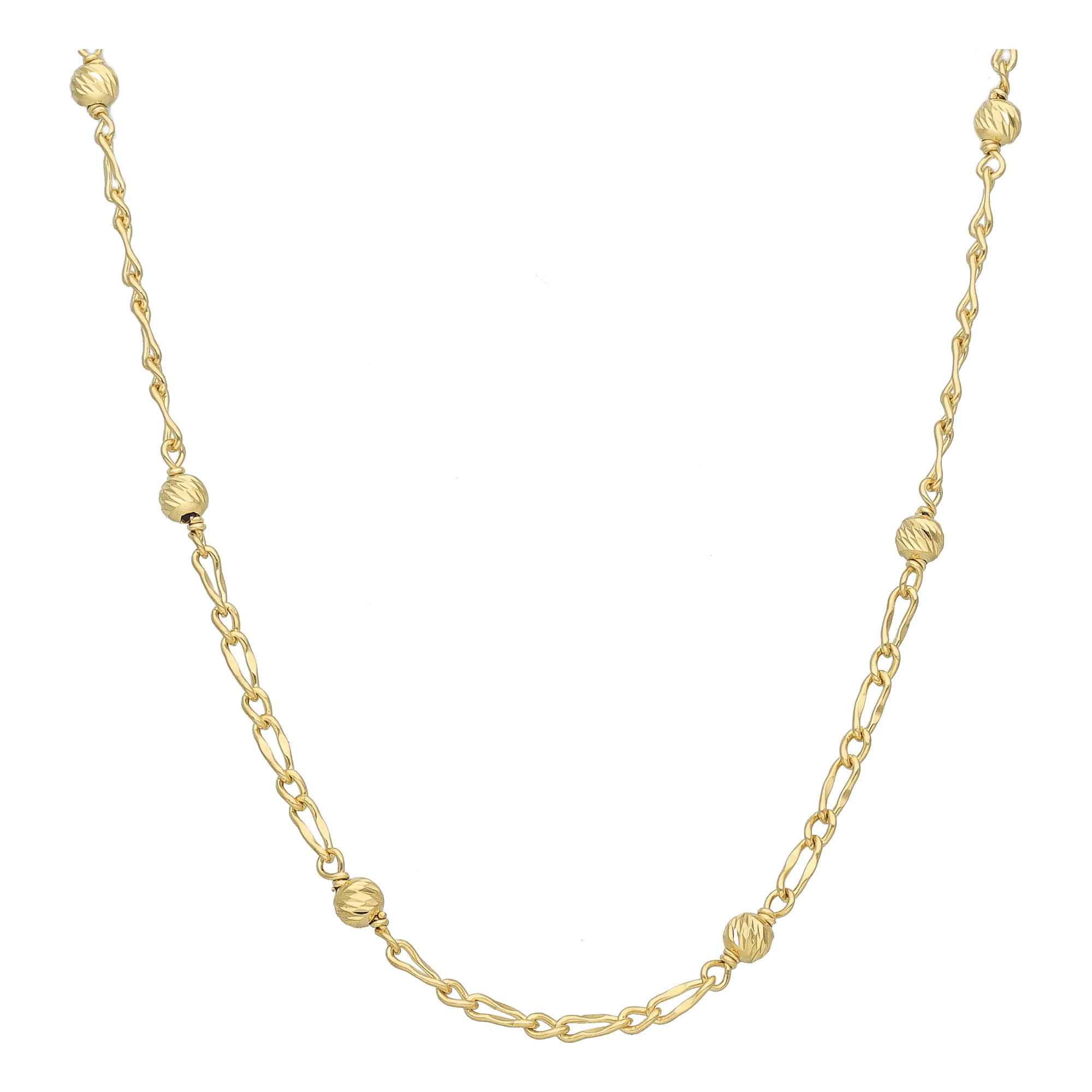 COD101.1GOLD Collier chaine argent maille alternée doré perles diamantées