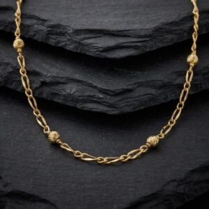 Collier chaine argent maille alternée doré perles diamantées 2