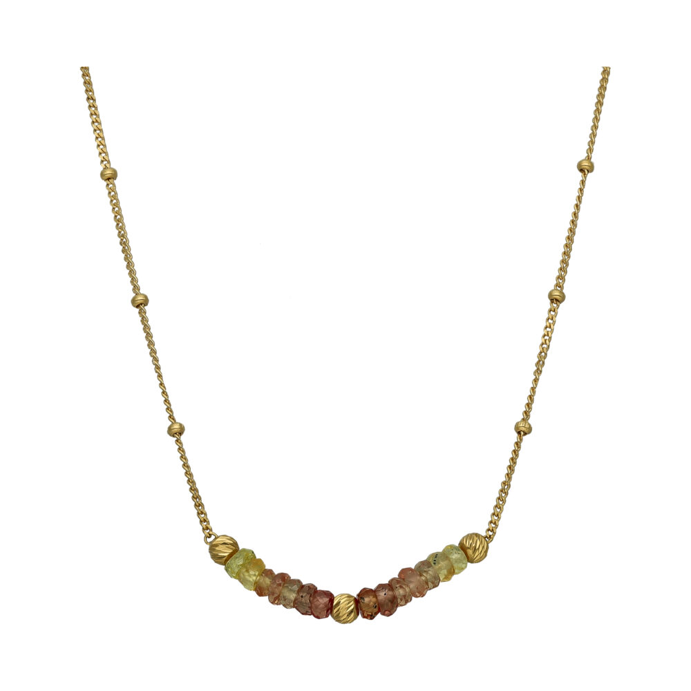 Collier argent doré femme pierre précieuse saphir jaune naturel 45 cm — Orus Bijoux