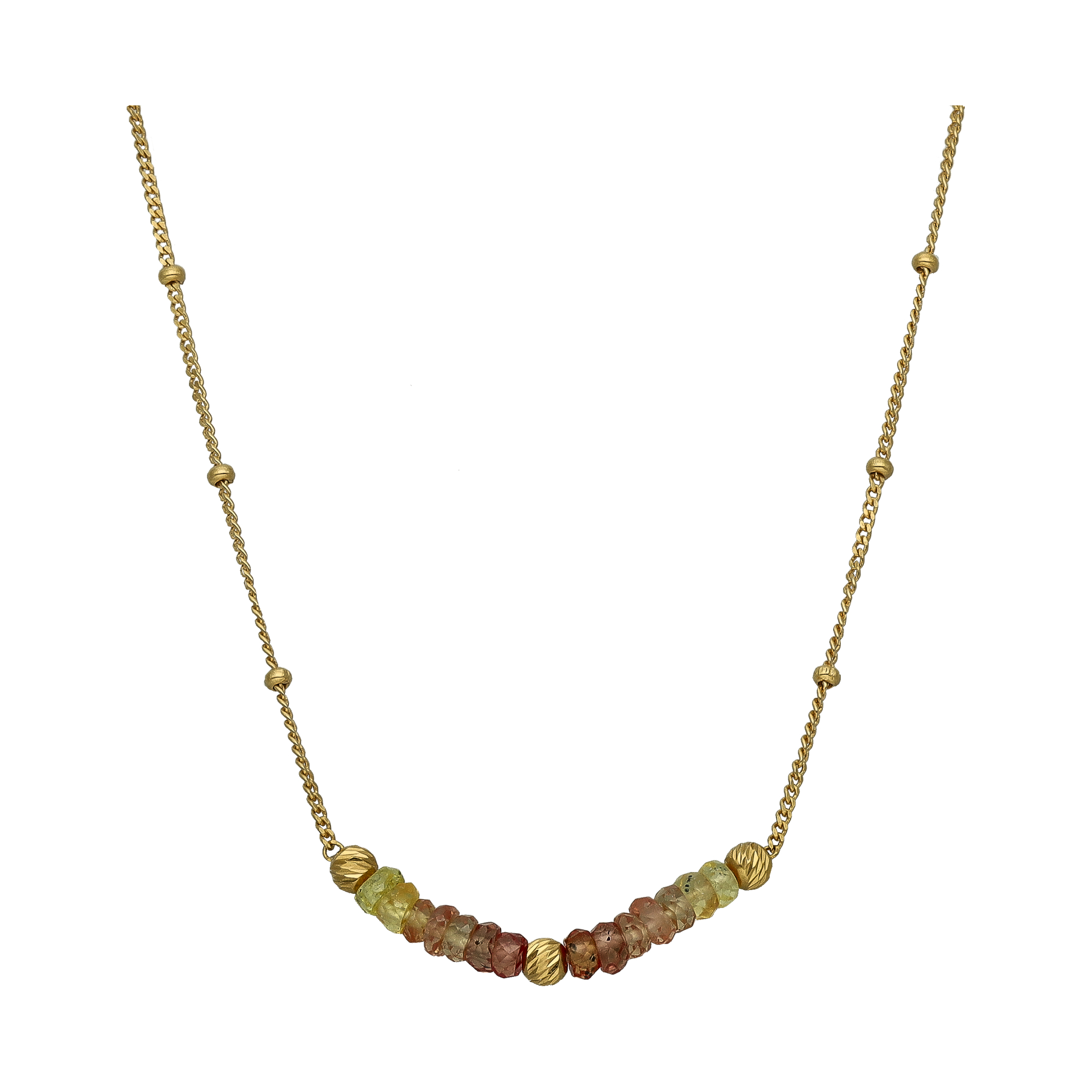 Collier argent doré femme pierre précieuse saphir jaune naturel 45 cm — Orus Bijoux