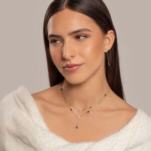 Boucles d'Oreilles Pendantes "Soleil" en Argent Doré, Émeraude Verte et Topaze 4