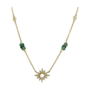Collier Chaîne "Soleil Eclatant" en Argent Doré, Émeraude Verte et Topaze 3