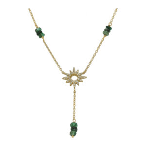 Collier Cravate "Soleil Éclatant" en Argent Doré, Émeraude Verte et Topaze 3