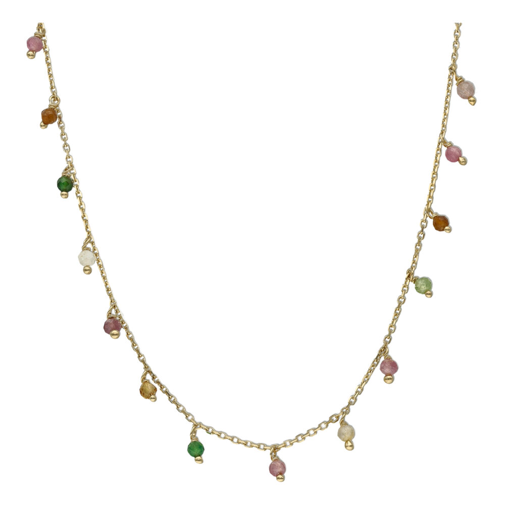 Alternative view of Collier argent doré pierre tourmaline