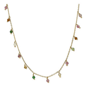 COD201 Collier argent doré pierre tourmaline 2