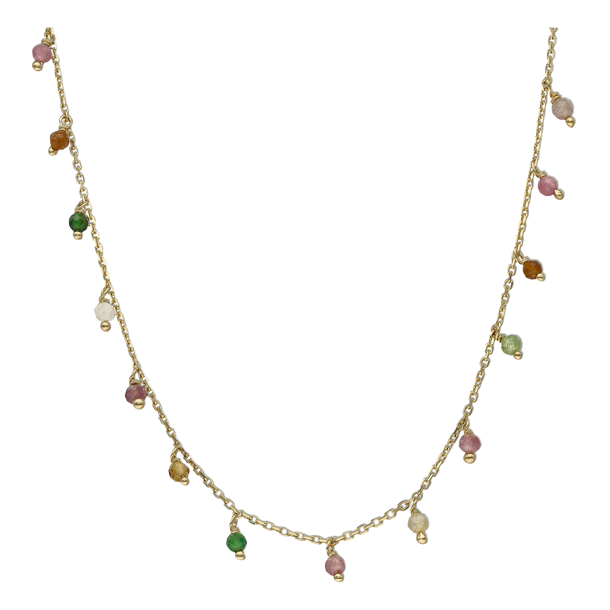 COD201 Collier argent doré pierre tourmaline 1
