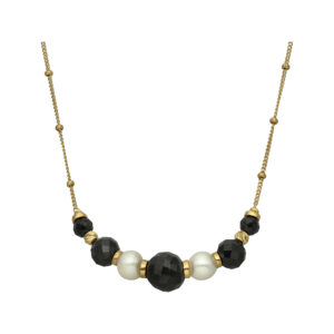 Collier en Argent Doré "Éclat Nocturne" Perles de Culture et Pierres Noires Facettées 3