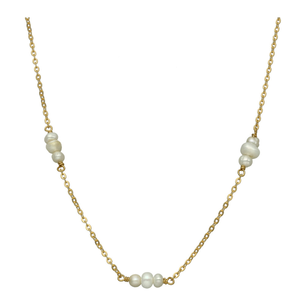 Collier Chaîne en Argent Doré et Perles de Culture Naturelles Élégance Intemporelle
