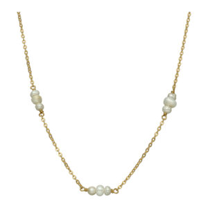 COD205 Collier Chaîne en Argent Doré et Perles Naturelles Élégance Intemporelle 3
